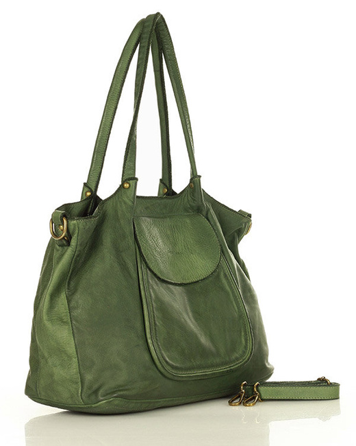 MARCO MAZZINI Torebka skórzana shopper bag ispirato dalla natura zieleń militare