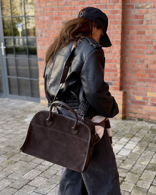 Torebka damska worek hobo bag skóra naturalna - MARCO MAZZINI czarna