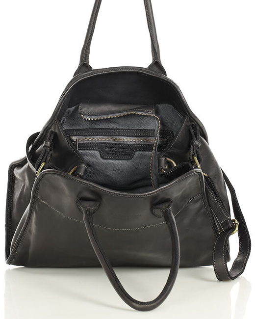 Kultowa torebka typu kuferek z włoskiej skóry naturalnej - MARCO MAZZINI czarna