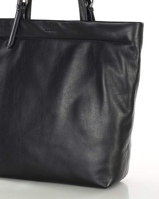 Torebka shopperka premium z miękkiej skóry cielęcej MARCO MAZZINI czarna