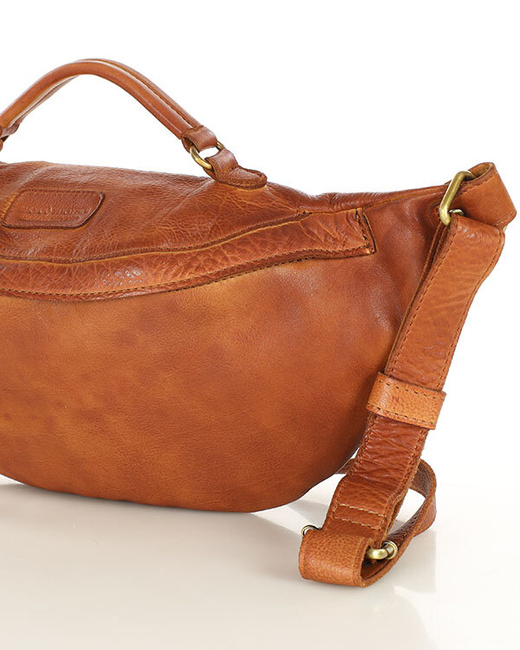 Torebka nerka damska skórzana listonoszka - MARCO MAZZINI brąz koniak