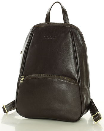 Elegancki plecak damski skórzany miejski minimalizm - MARCO MAZZINI brąz whisky