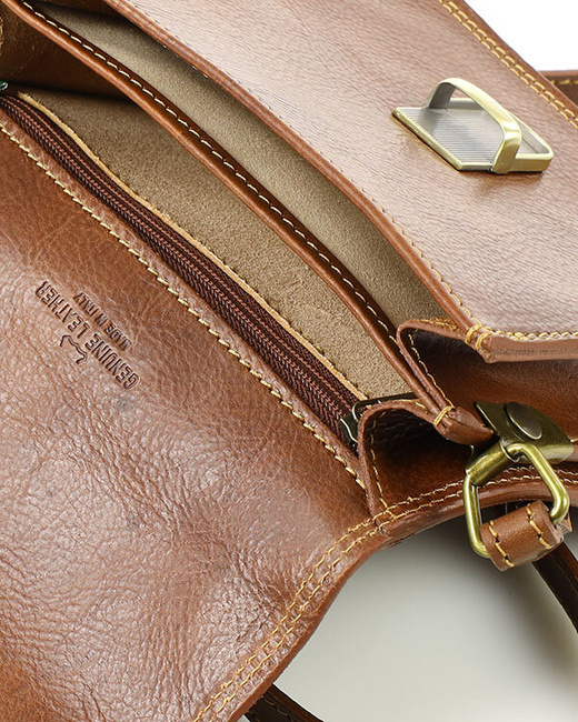 Torba skórzana kwadratowa premium Florence bag - MARCO MAZZINI brązowa