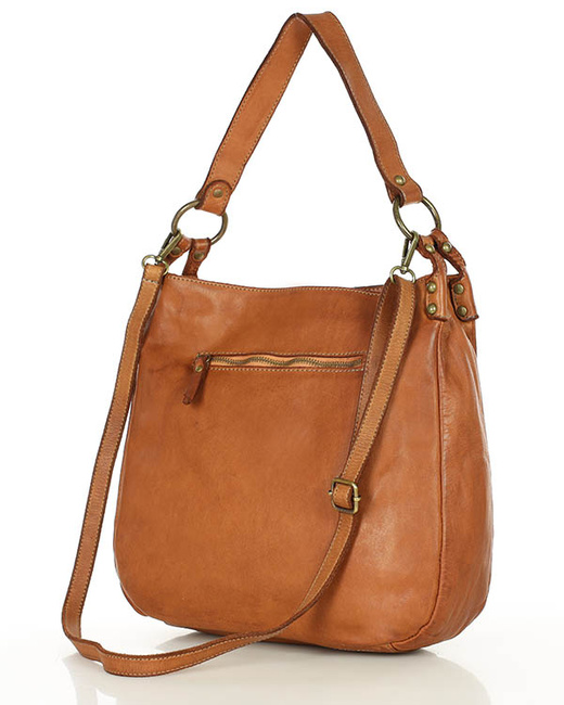 Torebka worek skóra naturalna hobo bag - MARCO MAZZINI camel