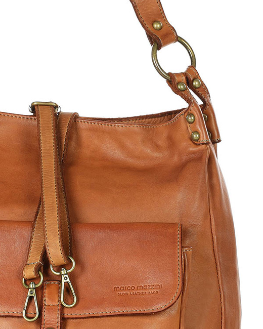Torebka worek skóra naturalna hobo bag - MARCO MAZZINI camel