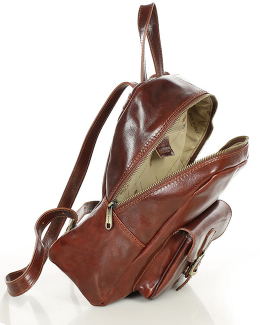 Elegancki plecak damski skórzany premium MARCO MAZZINI brązowy