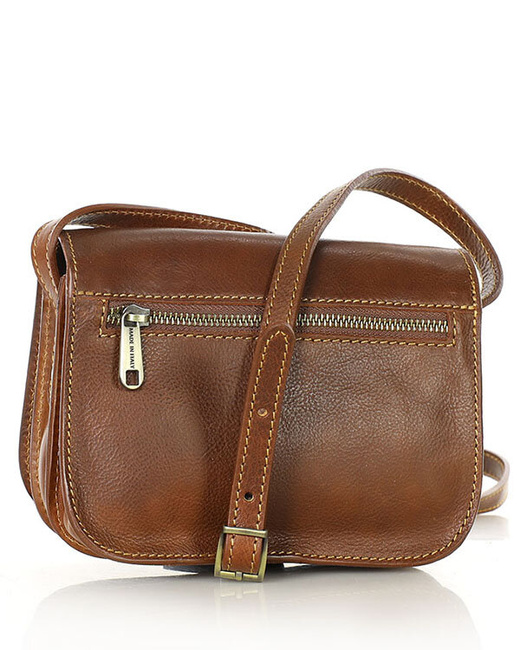 Torba skórzana przez ramię made in Toscana - MARCO MAZZINI brązowa