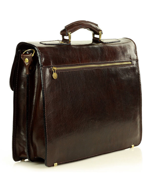 Teczka męska vintage handmade MARCO MAZZINI - skóra naturalna - CIRO Classic ciemny brąz