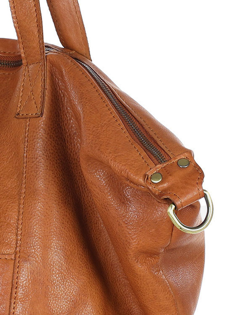 Torba damska skórzana shopper z kieszeniami - It bag MARCO MAZZINI brąz camel