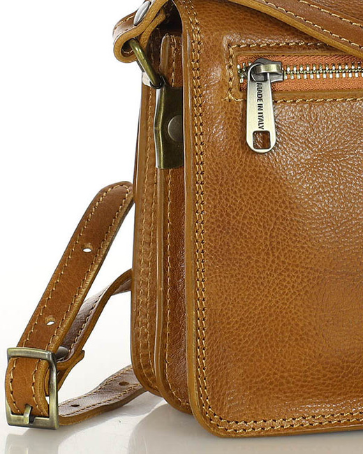 Torba skórzana kwadratowa premium Florence bag - MARCO MAZZINI camelowa