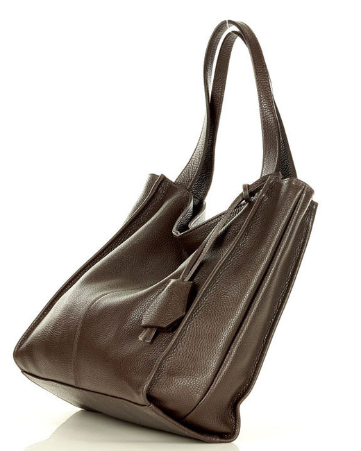 Modna torebka damska skórzany shopper bag - MARCO MAZZINI Portofino Max ciemny brąz caffe
