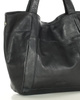 Duża skórzana torebka shopper z kieszenią - MARCO MAZZINI czarny