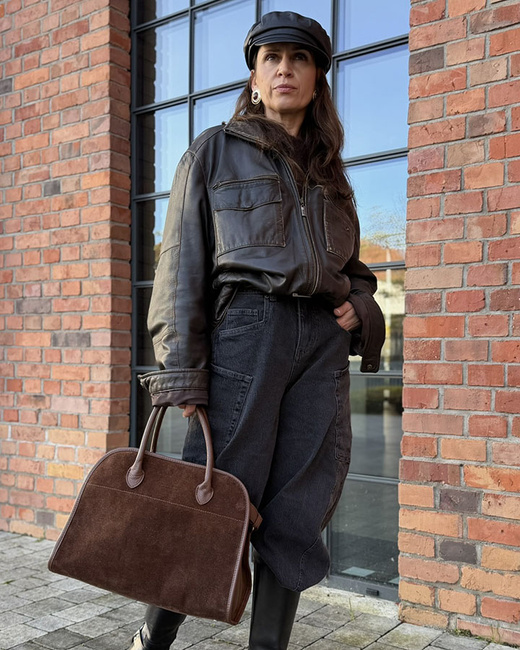 Torebka damska worek hobo bag skóra naturalna - MARCO MAZZINI czarna