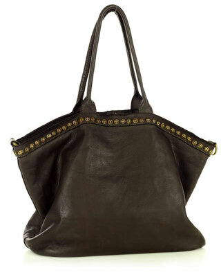 Duża torebka skórzana oversize style shopper bag - MARCO MAZZINI ciemny brąz caffe
