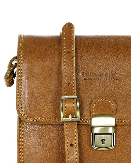 Torba skórzana kwadratowa premium Florence bag - MARCO MAZZINI camelowa