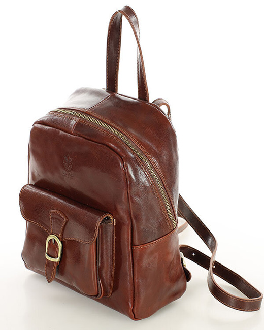 Elegancki plecak damski skórzany premium MARCO MAZZINI brązowy