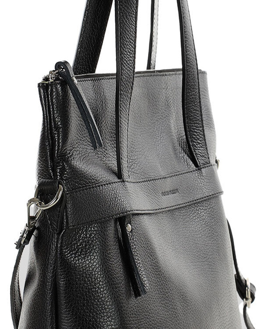 Torebka damska worek hobo bag skóra naturalna - MARCO MAZZINI czarna