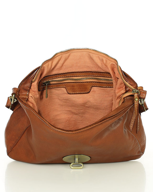 Legendarna torebka skórzana na ramię 2 w 1 genuine lether - MARCO MAZZINI brąz migdałowy