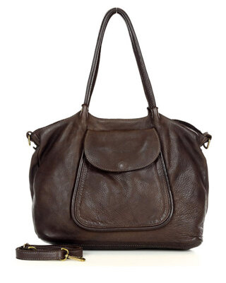 MARCO MAZZINI Torebka skórzana shopper bag ispirato dalla natura brąz caffe