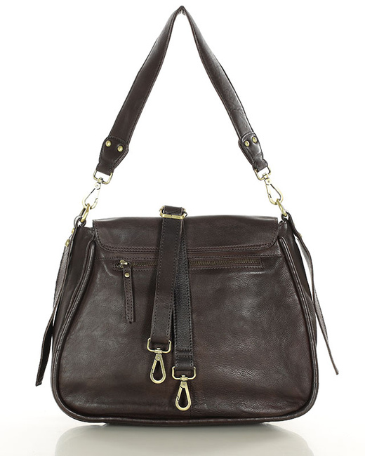 Saddle bag skórzana torebka damska na ramię - MARCO MAZZINI czekoladowy brąz