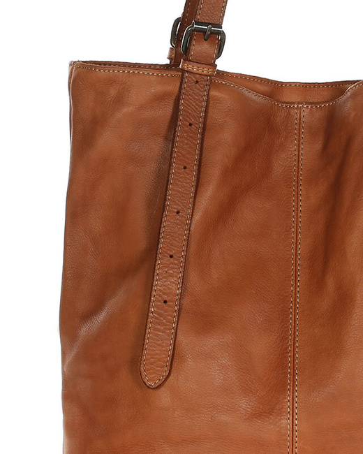 Torebka damska shopper z regulacją rączek skóra old pelle - MARCO MAZZINI brąz camel