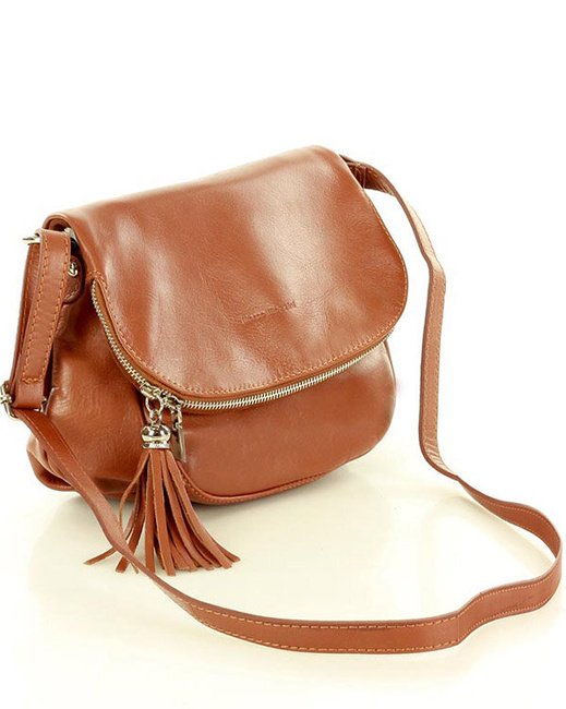 Torba listonoszka damska skórzana - MARCO MAZZINI savage brąz camel