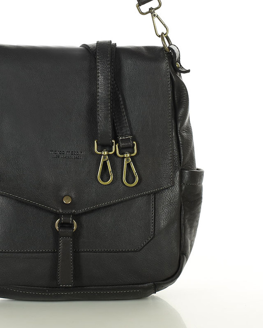 Wygodna torba damska na ramię skóra naturalna vera pelle - MARCO MAZZINI czarna