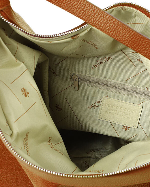 Torebka damska worek hobo bag skóra naturalna - MARCO MAZZINI brąz camel