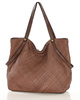 Duża torebka pleciona shopperka ze skóry - MARCO MAZZINI brązowa