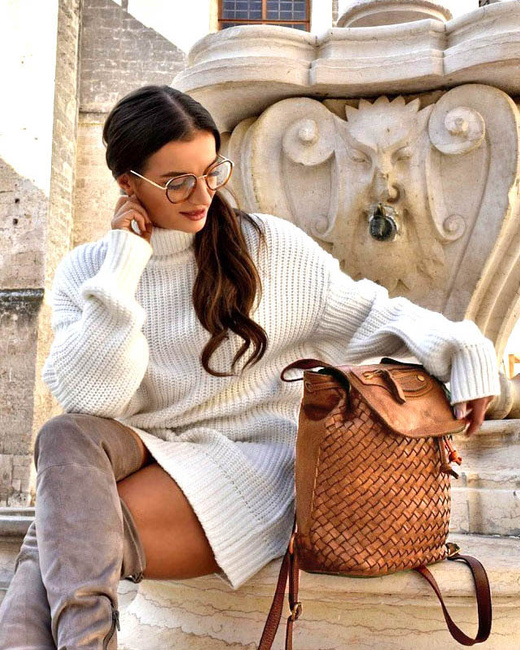 Plecak damski miejski skórzany - MARCO MAZZINI brąz koniak