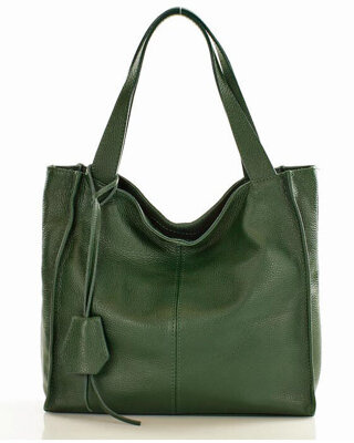 Modna torebka damska skórzany shopper bag - MARCO MAZZINI Portofino Max ciemny zielony