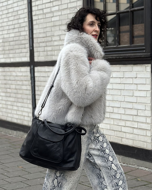 MARCO MAZZINI Torebka skórzana shopper bag ispirato dalla natura czarna