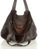 Duża skórzana torebka shopper z kieszenią - MARCO MAZZINI czekoladowy brąz