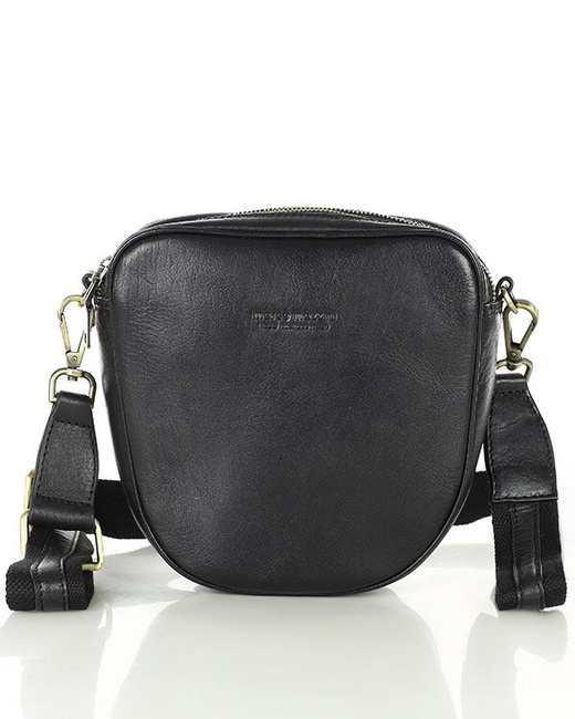 Torba skórzana na dwa zamki crossbody camera bag - MARCO MAZZINI czarny