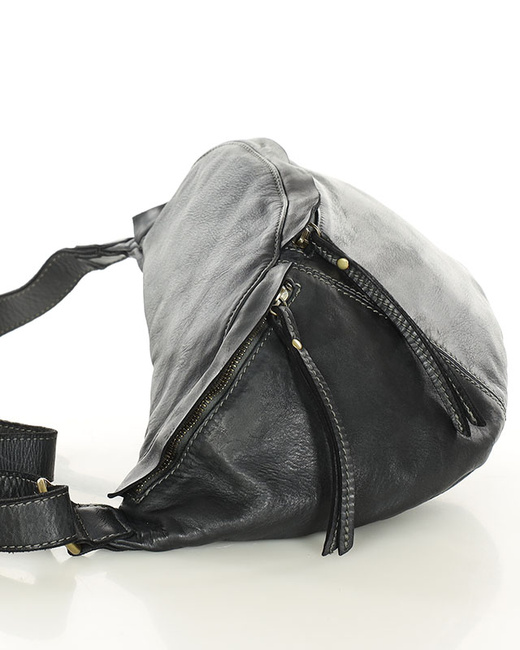 Uniwersalna torebka nerka półksiężyc crossbody runway - skóra naturalna Marco Mazzini czarny