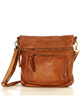 Torebka skórzana funkcjonalna listonoszka z kieszeniami old pelle classica lavata - MARCO MAZZINI camel
