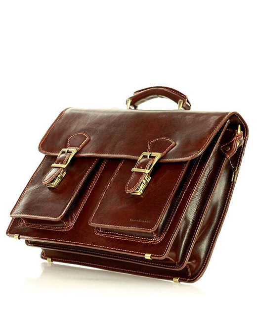Teczka męska vintage handmade MARCO MAZZINI - skóra naturalna - CIRO Classic brązowa