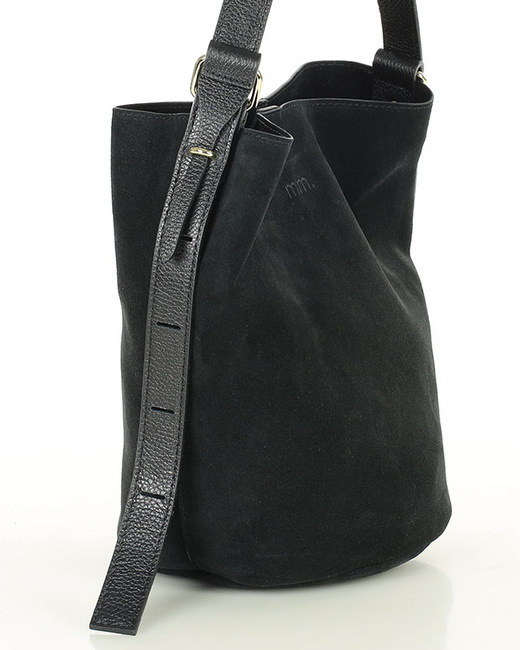 Torebka damska worek hobo bag skóra naturalna - MARCO MAZZINI czarna