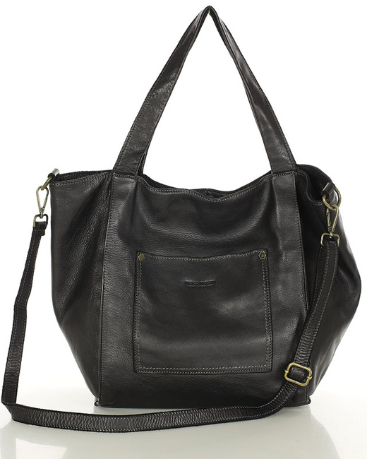 Shopperka torebka skórzana miejska - MARCO MAZZINI czarna