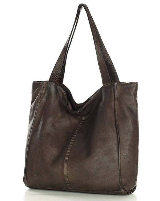 MARCO MAZZINI Torebka miejski shopper bag skóra naturalna handmade brąz