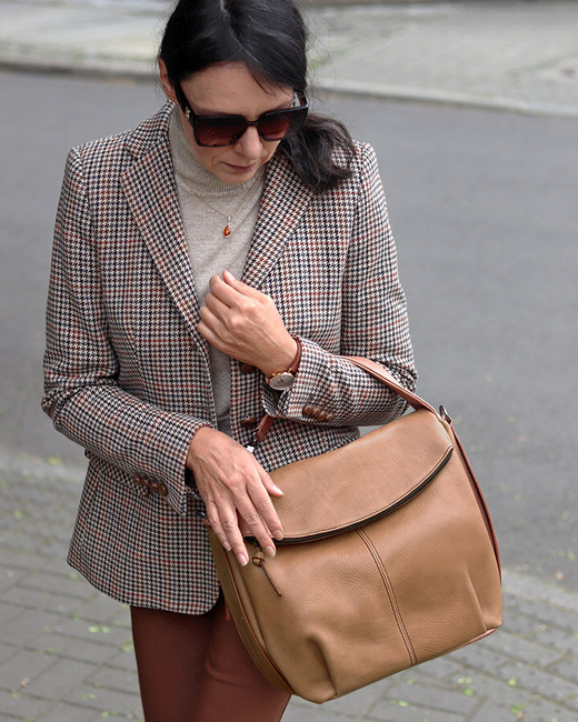 Luksusowa torebka do ręki skórzana damska premium MARCO MAZZINI beżowa