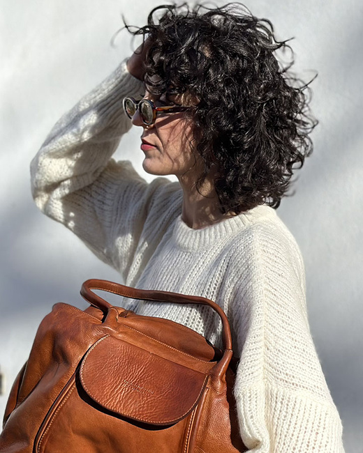 MARCO MAZZINI Torebka skórzana shopper bag ispirato dalla natura brąz camel