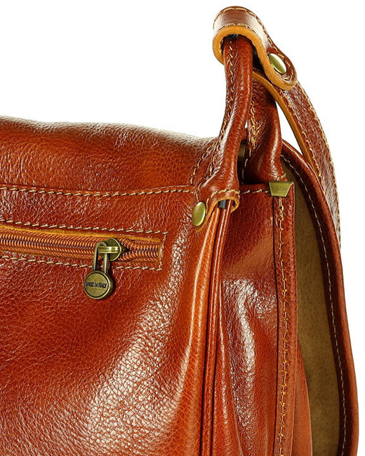 Duża włoska torebka listonoszka typu saddle bag MARCO MAZZINI - Toscania Classico camel