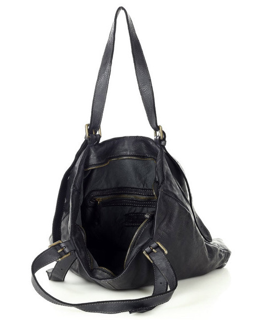 Torebka damska shopper z regulacją rączek skóra old pelle - MARCO MAZZINI czarny