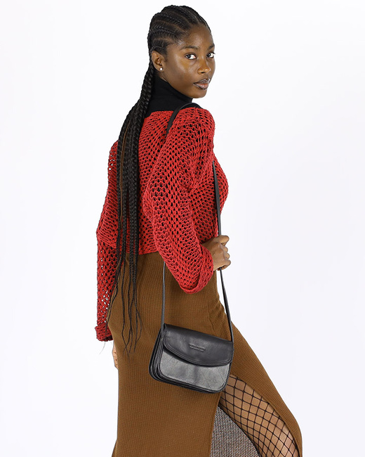 Torba skórzana przez ramię made in Toscana - MARCO MAZZINI czarna