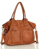 Torebka skórzana shopper bag - MARCO MAZZINI camel