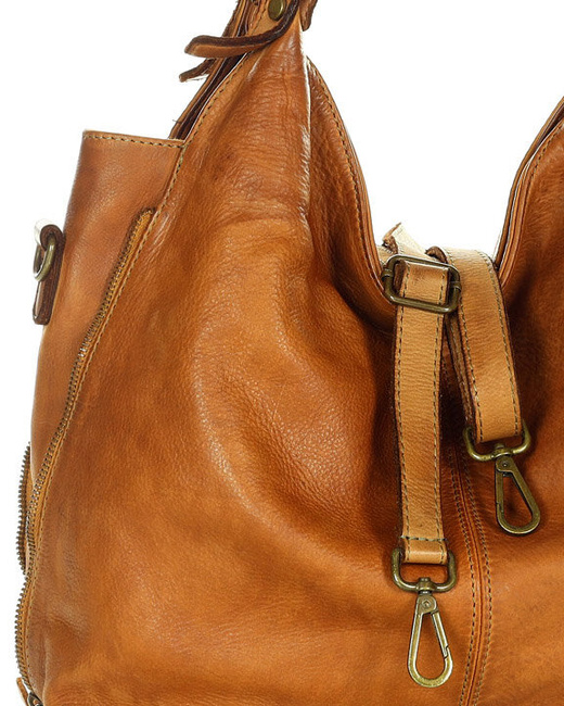 Torba skórzana wysokogatunkowa na ramię styl miejski shoulder leather bag - MARCO MAZZINI camel