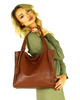 Modna torebka damska skórzany shopper bag - MARCO MAZZINI Portofino Max brąz