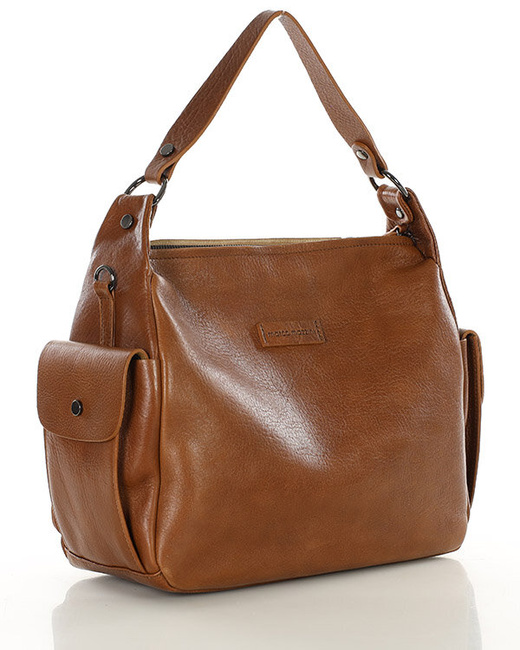 Luksusowa torebka kuferek na ramię skóra naturalna MARCO MAZZINI camelowa