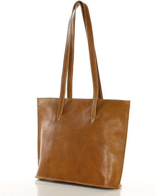 Torebka damska shopper uszlachetniona skóra włoska - MARCO MAZZINI camel